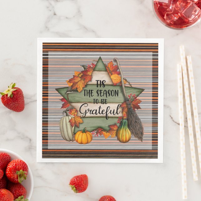 Thanksgiving Trendy Beautiful Autumn Collection Napkin (Insitu)