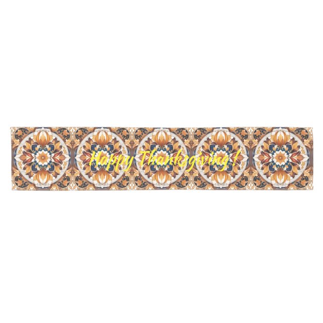 Thanksgiving Trendy Pumpkin Autumn Collection Short Table Runner (Horizontal)