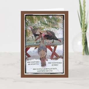 Thanksgiving Trio of Wild Turkeys Card