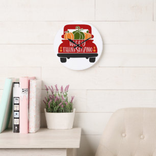 Thanksgiving Truck Large Clock