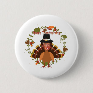 thanksgiving trump turkey 6 cm round badge