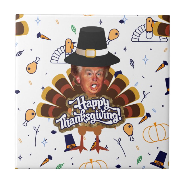 "thanksgiving trump turkey ceramic tile (Front)