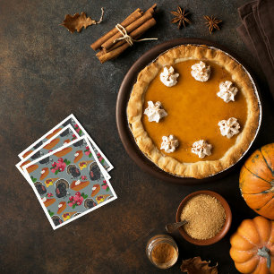 Thanksgiving Turkey and Pumpkin Pie Napkin