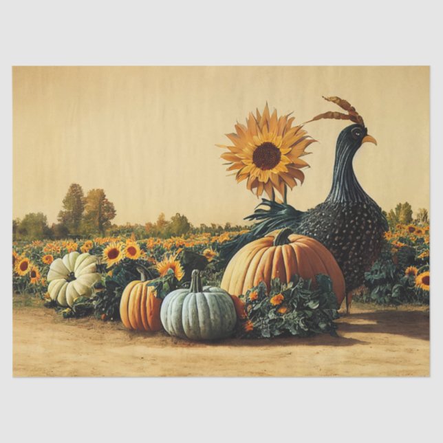 Thanksgiving Turkey and Pumpkins Decoupage Tissue Paper (Front)