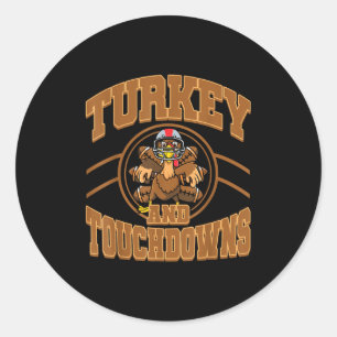 Thanksgiving Turkey And Touchdowns Football Fall M Classic Round Sticker