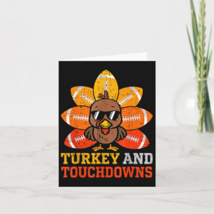 Thanksgiving Turkey And Touchdowns Football Kids T Card