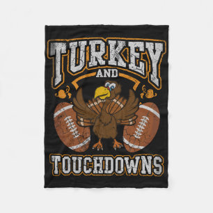 Thanksgiving Turkey And Touchdowns Football Men Ki Fleece Blanket