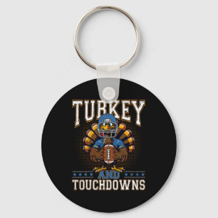 Thanksgiving Turkey And Touchdowns Football Men Ki Key Ring