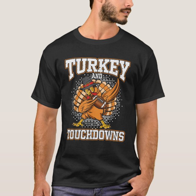 Thanksgiving Turkey And Touchdowns Football Men Ki T-Shirt (Front)
