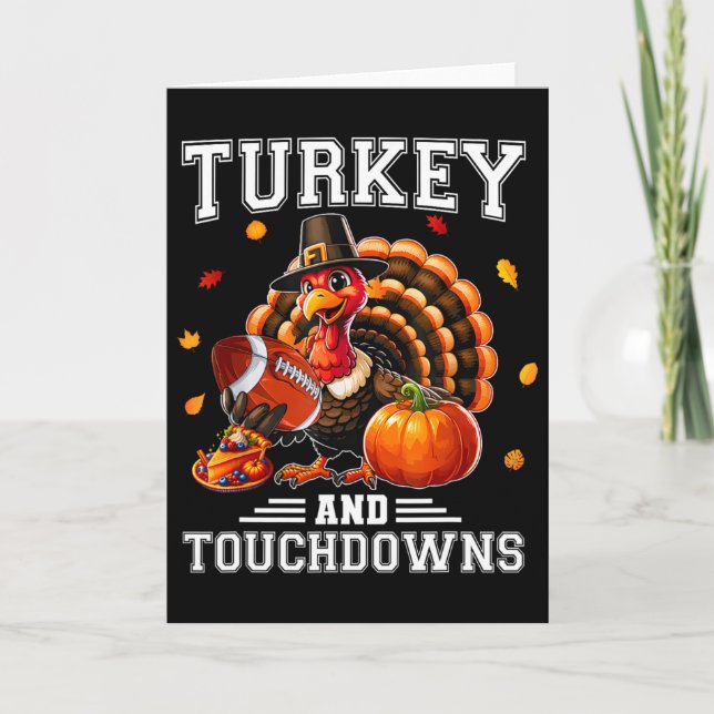 Thanksgiving Turkey And Touchdowns Footbyll Men Ki Card (Front)