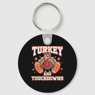 Thanksgiving Turkey And Touchdowns Footbyll Men Ki Key Ring