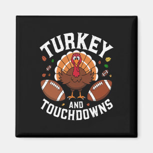 Thanksgiving Turkey And Touchdowns Footll Design Magnet
