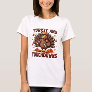 Thanksgiving Turkey And Touchdowns Footll Player 1 T-Shirt