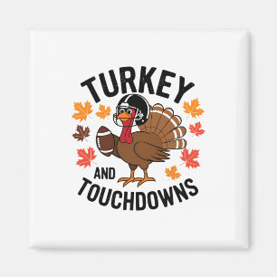 Thanksgiving Turkey And Touchdowns Footll Player 2 Magnet