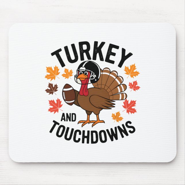 Thanksgiving Turkey And Touchdowns Footll Player 2 Mouse Pad (Front)