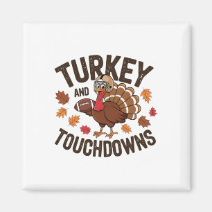 Thanksgiving Turkey And Touchdowns Footll Player 3 Magnet