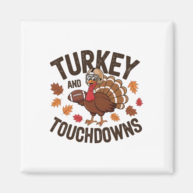 Thanksgiving Turkey And Touchdowns Footll Player 3 Magnet (Front)