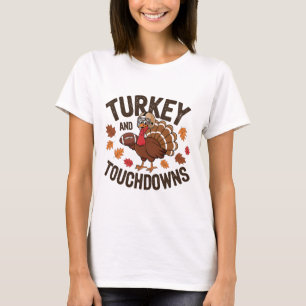 Thanksgiving Turkey And Touchdowns Footll Player 3 T-Shirt