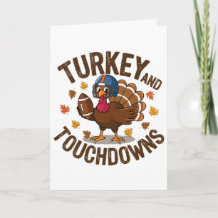 Thanksgiving Turkey And Touchdowns Footll Player 4 Card