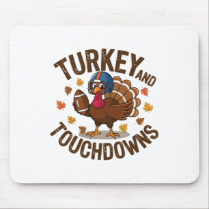Thanksgiving Turkey And Touchdowns Footll Player 4 Mouse Pad
