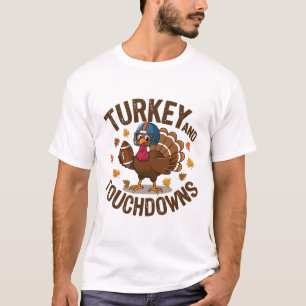 Thanksgiving Turkey And Touchdowns Footll Player 4 T-Shirt