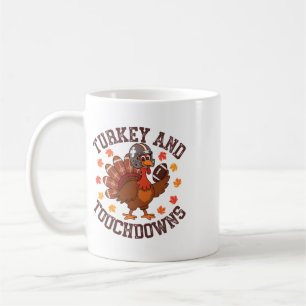 Thanksgiving Turkey And Touchdowns Footll Player Coffee Mug
