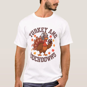 Thanksgiving Turkey And Touchdowns Footll Player T-Shirt