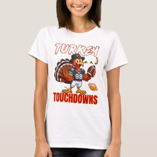 Thanksgiving Turkey And Touchdowns Funny Footll Lo T-Shirt