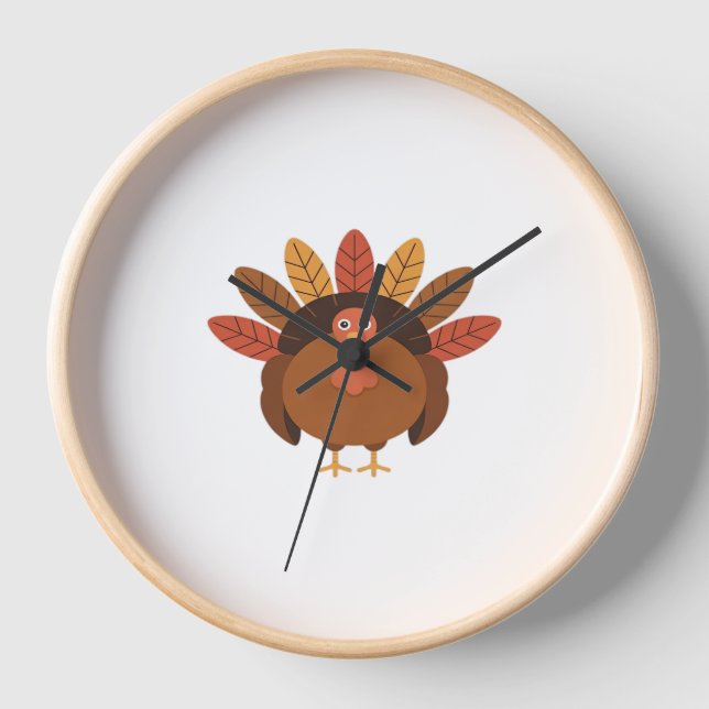 Thanksgiving Turkey – Autumn Holiday Classic Class Clock (Front)