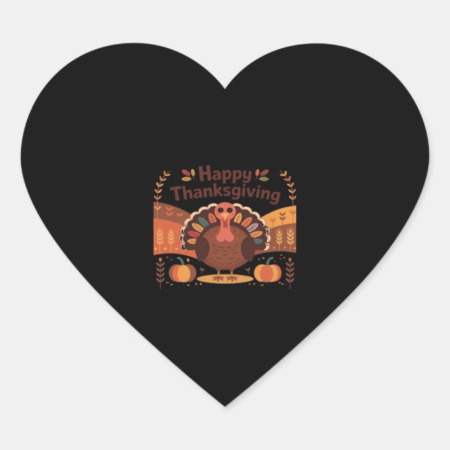 Thanksgiving Turkey – Autumn Holiday Classic Class Heart Sticker (Front)