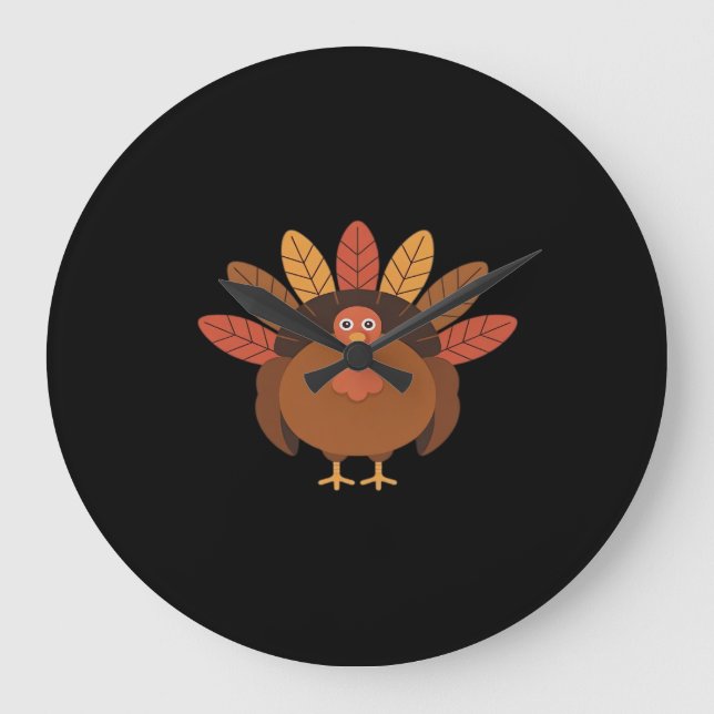 Thanksgiving Turkey – Autumn Holiday Classic Class Large Clock (Front)