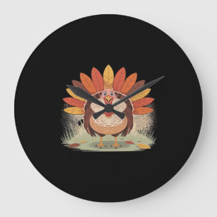 Thanksgiving Turkey – Autumn Holiday Classic Class Large Clock