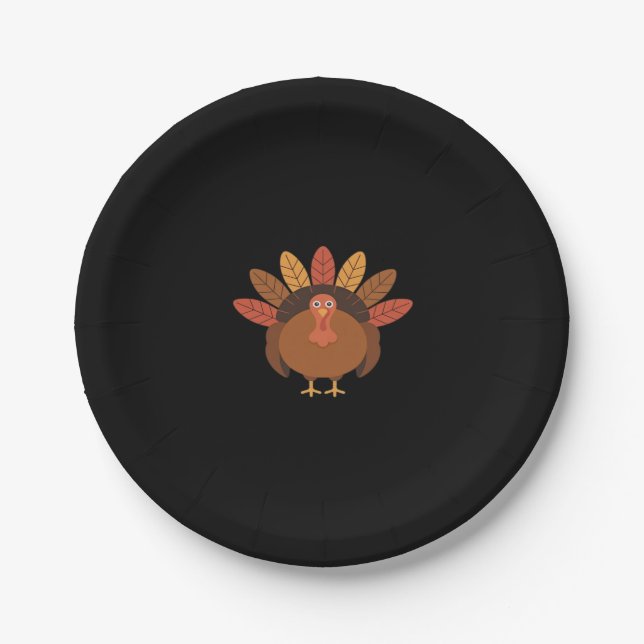 Thanksgiving Turkey – Autumn Holiday Classic Class Paper Plate (Front)