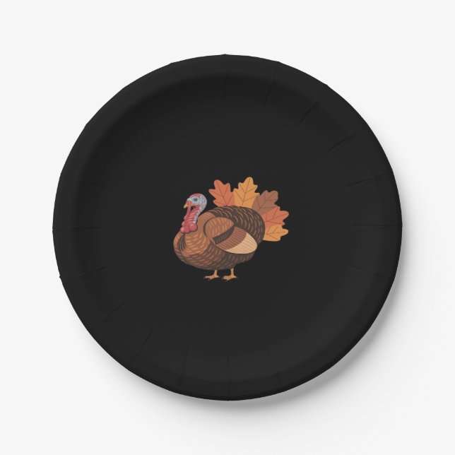 Thanksgiving Turkey – Autumn Holiday Classic Class Paper Plate (Front)