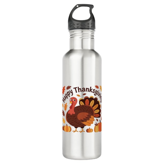 Thanksgiving Turkey – Autumn Holiday Classic Overs 710 Ml Water Bottle (Front)