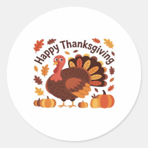 Thanksgiving Turkey – Autumn Holiday Classic Overs Classic Round Sticker