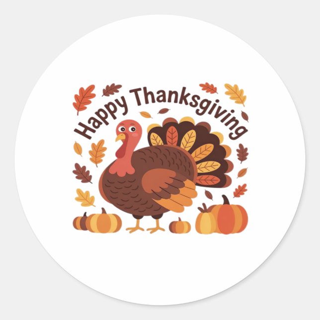 Thanksgiving Turkey – Autumn Holiday Classic Overs Classic Round Sticker (Front)