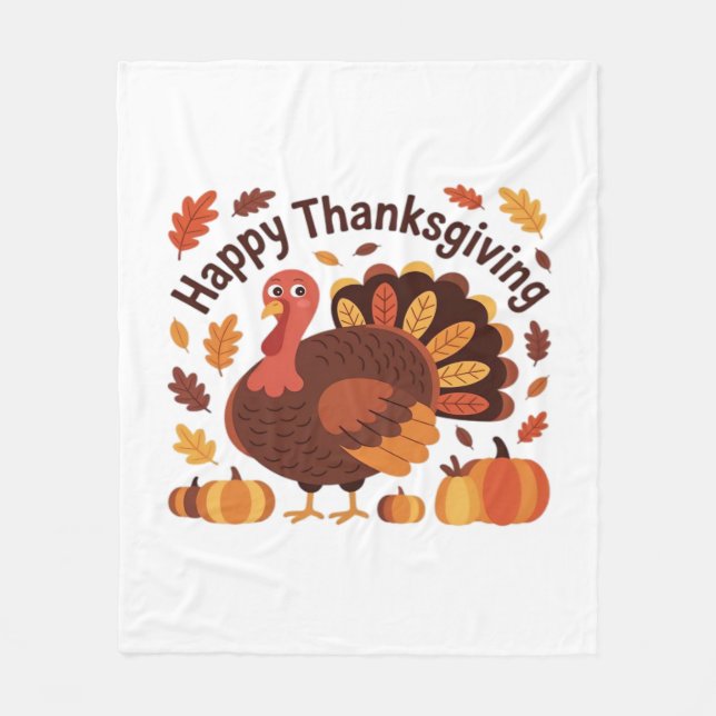 Thanksgiving Turkey – Autumn Holiday Classic Overs Fleece Blanket (Front)