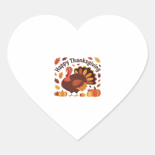 Thanksgiving Turkey – Autumn Holiday Classic Overs Heart Sticker