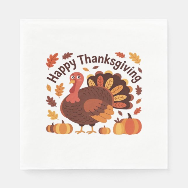 Thanksgiving Turkey – Autumn Holiday Classic Overs Napkin (Front)