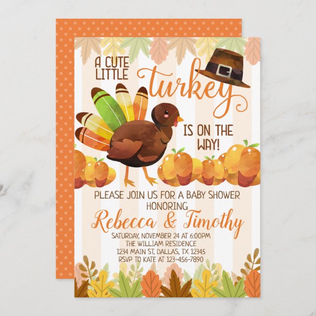 Thanksgiving Turkey Baby Shower Invitation Invite (Front/Back)