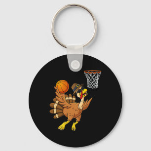 Thanksgiving Turkey Basketball Player Fun Boys Gir Key Ring