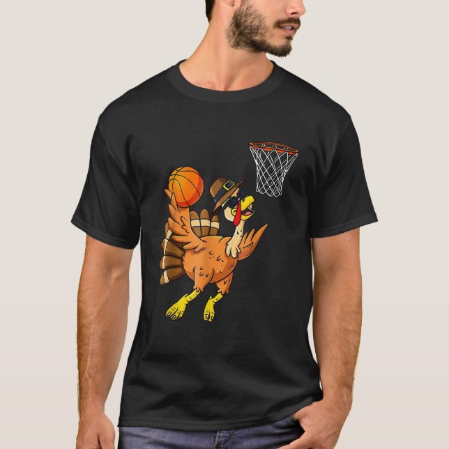 Thanksgiving Turkey Basketball Player Funny Boys G T-Shirt (Front)