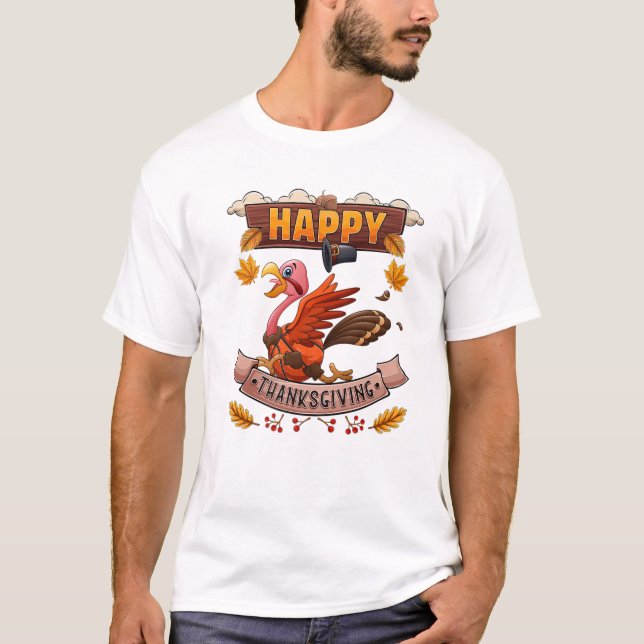Thanksgiving Turkey Basketball T-Shirt (Front)