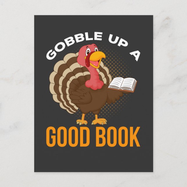 Thanksgiving Turkey Book Reader Humour Bookworm Postcard (Front)