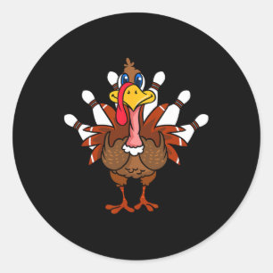 Thanksgiving Turkey Bowling Classic Round Sticker