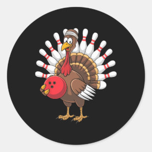 Thanksgiving Turkey Bowling Pin Matching Team  Classic Round Sticker