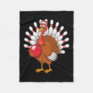 Thanksgiving Turkey Bowling Pin Matching Team Fleece Blanket