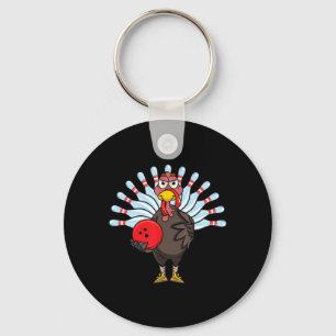 Thanksgiving Turkey Bowling Pin Matching Team Gift Key Ring