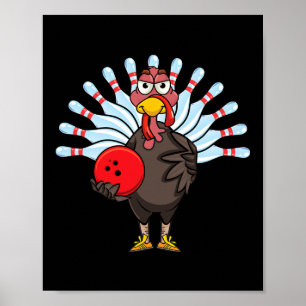 Thanksgiving Turkey Bowling Pin Matching Team Gift Poster